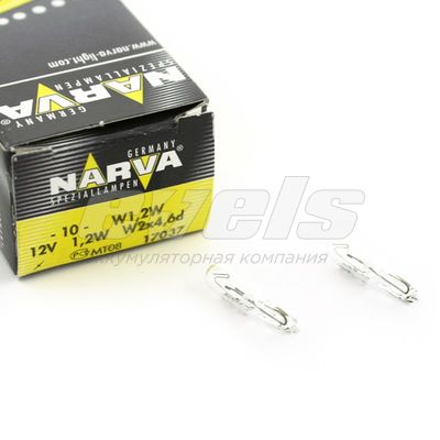 Лампа "NARVA" 12v 1,2W (W2x4,6d) беcцок. /W1,2W — основное фото